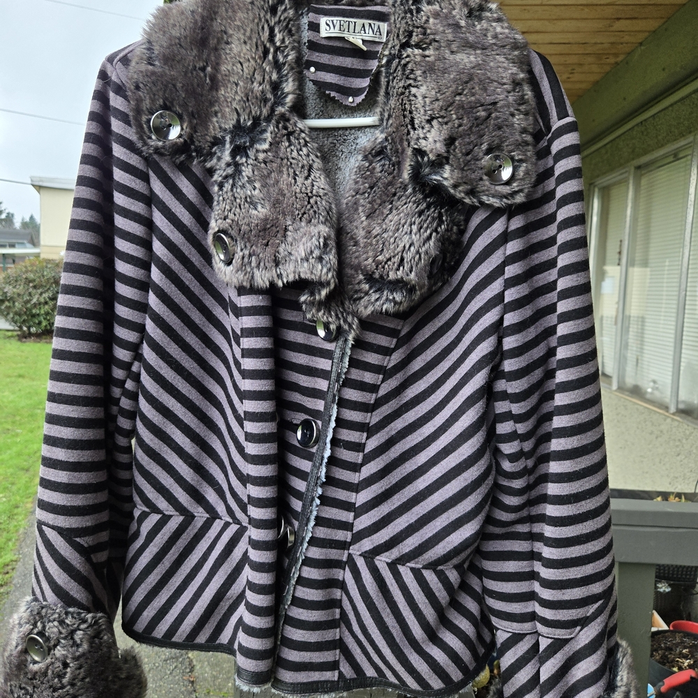 Black and Gray Striped Women's Jacket